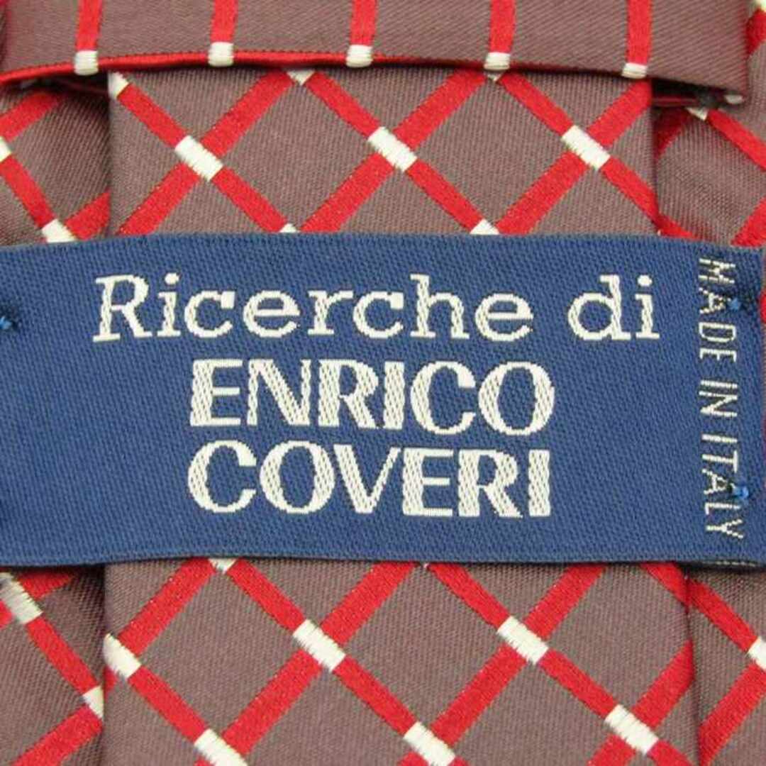 ENRICO COVERI(エンリココベリ)のエンリコ・コベリ ブランドネクタイ チェック柄 格子柄 シルク イタリア製 メンズ ブラウン Enrico Coveri メンズのファッション小物(ネクタイ)の商品写真