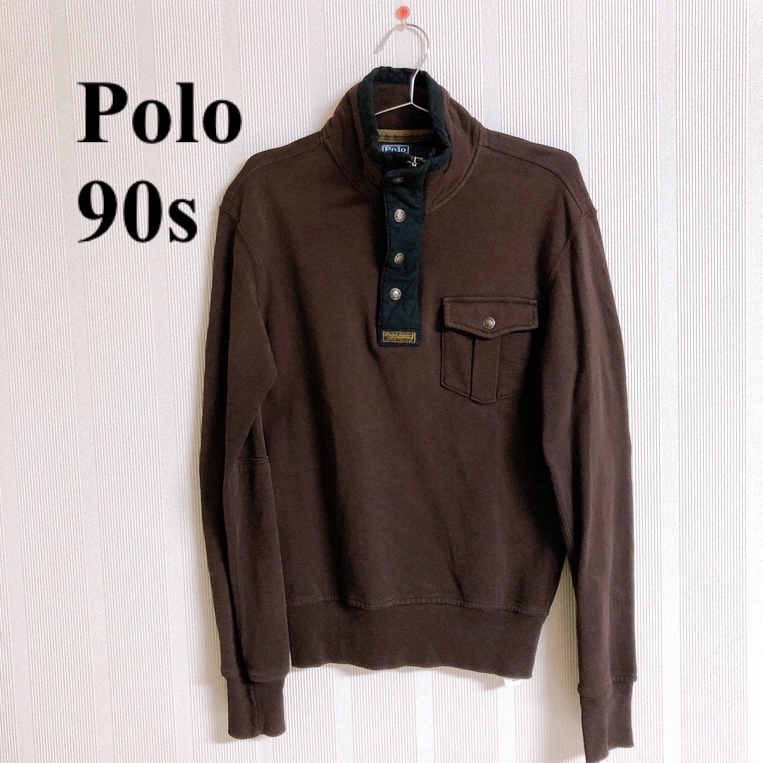 POLO RALPH LAUREN(ポロラルフローレン)の90s ポロラルフローレン ハーフジップ デザインスウェット バイカラー メンズのトップス(スウェット)の商品写真