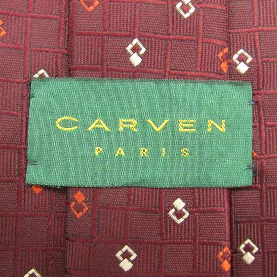 CARVEN(カルヴェン)のカルヴェン ブランドネクタイ チェック柄 格子柄 小紋柄 シルク 日本製 メンズ ワインレッド CARVEN メンズのファッション小物(ネクタイ)の商品写真