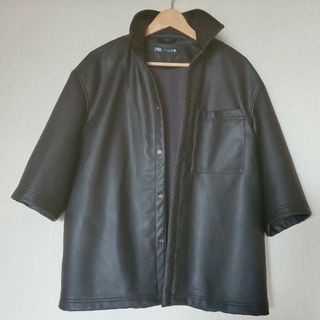 ザラ(ZARA)のZARA  フェイクレザー クロップド トップ(レザージャケット)