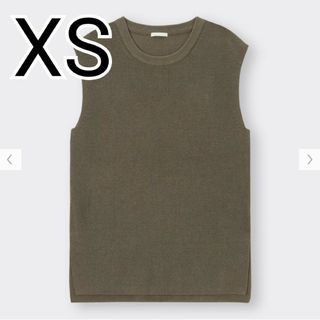 ジーユー(GU)の【美品】GU フレンチスリーブセーター XS olive カーキ(ニット/セーター)