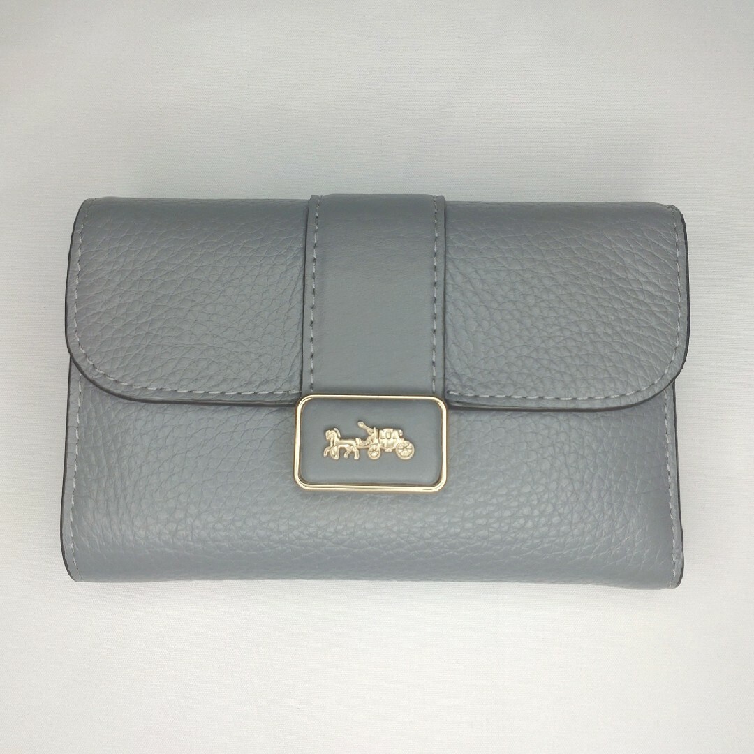 極美品 COACH コーチ ミディアムグレースウォレット グレー 三つ折財布