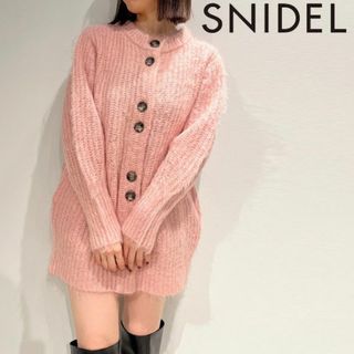 スナイデル(SNIDEL)のsnidel モヘアカーデミニワンピース　ピンク　2022  (ミニワンピース)