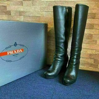 プラダ PRADA ブーツ エンジニアブーツ ショート ラムレザー レディース シューズ 靴 イタリア製 34(21cm相当) ブラック