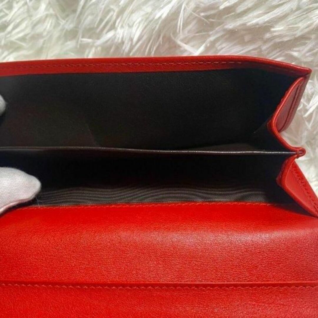 Gucci - 【美品】 GUCCIシマ マイクロGG 本革 Wホック長財布 レッド