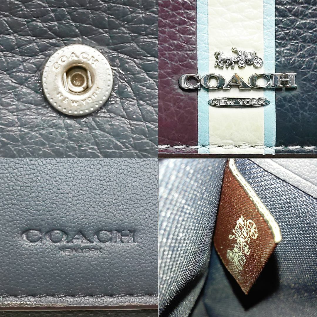 COACH(コーチ)のCOACH コーチ 財布 ラウンドジップ トリフォールド ストライプ C4525 レディースのファッション小物(財布)の商品写真