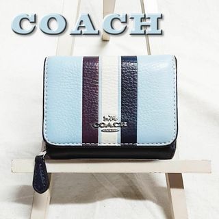 コーチ(COACH)のCOACH コーチ 財布 ラウンドジップ トリフォールド ストライプ C4525(財布)