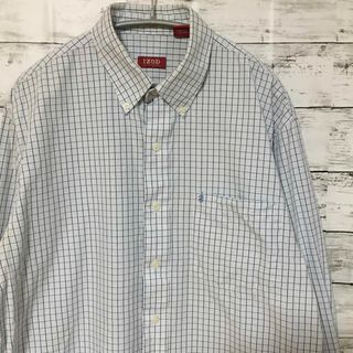 ラコステ(LACOSTE)の【希少】アイゾッド IZOD ヴィンテージ 長袖シャツ M 白 チェック(シャツ)