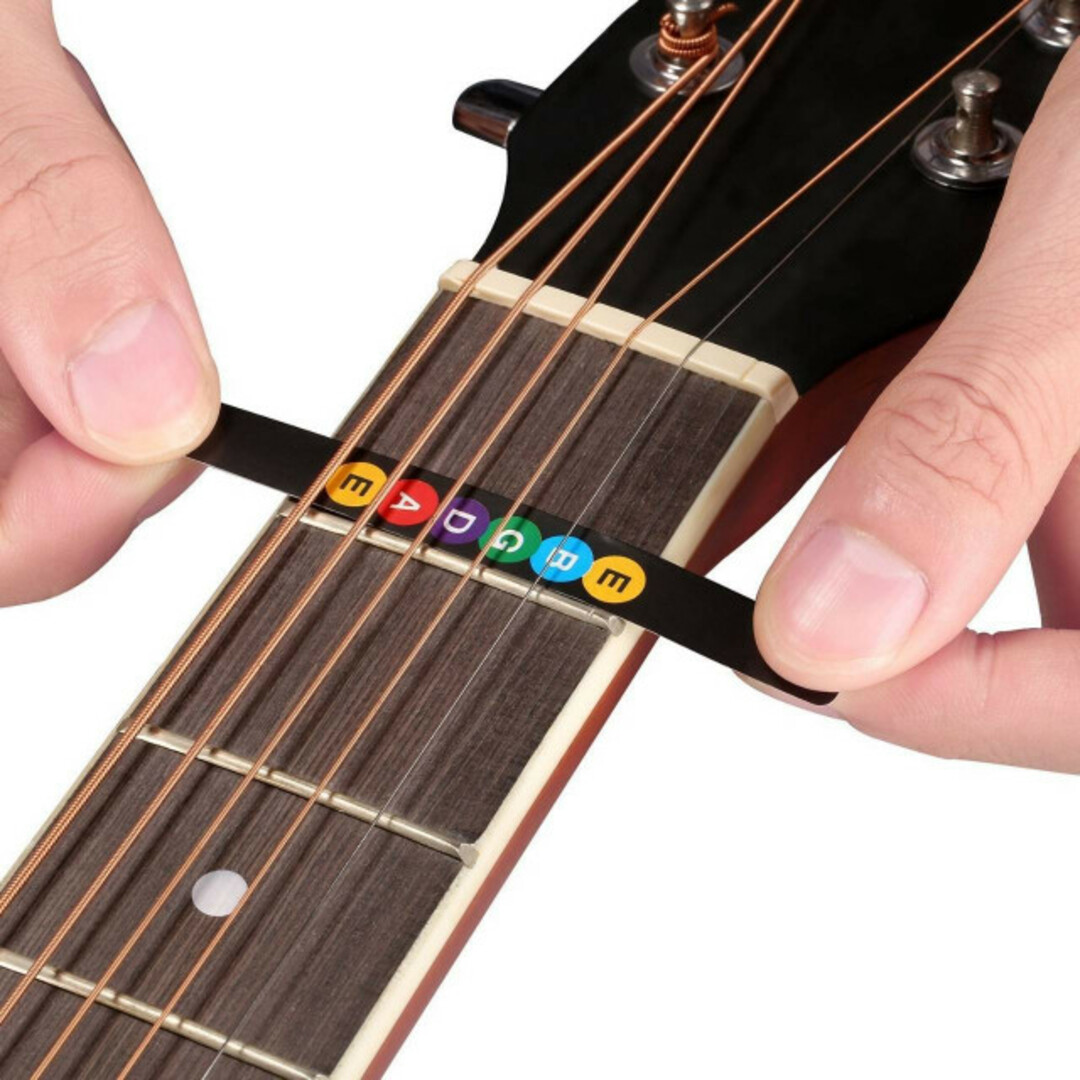 指板音名シール　2枚　黒　クリア　ギター　指位置シール　12フレット　コード 楽器のギター(アコースティックギター)の商品写真