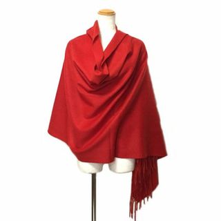 70㎝幅 100% カシミヤ超大判ストール　200cｍ RED  新品 未使用(ストール/パシュミナ)