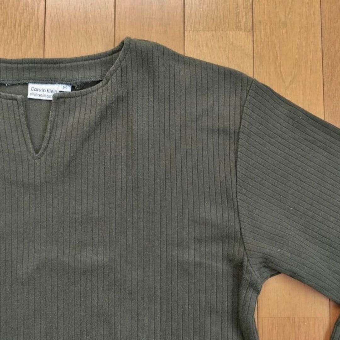 Calvin Klein(カルバンクライン)の【Calvin Klein】シックなスリットネック長袖Ｔシャツ厚手M メンズのトップス(Tシャツ/カットソー(七分/長袖))の商品写真