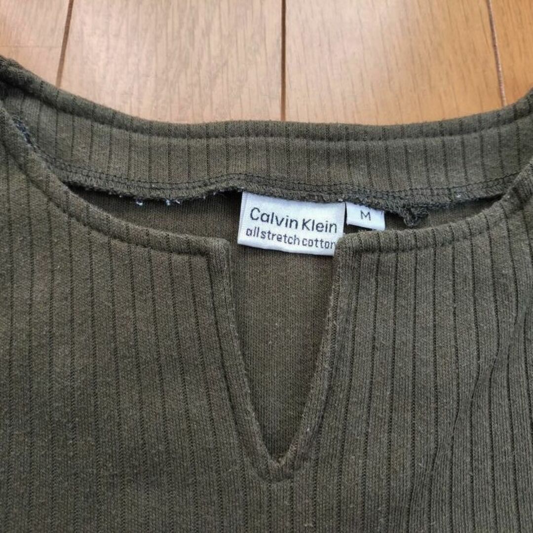 Calvin Klein(カルバンクライン)の【Calvin Klein】シックなスリットネック長袖Ｔシャツ厚手M メンズのトップス(Tシャツ/カットソー(七分/長袖))の商品写真
