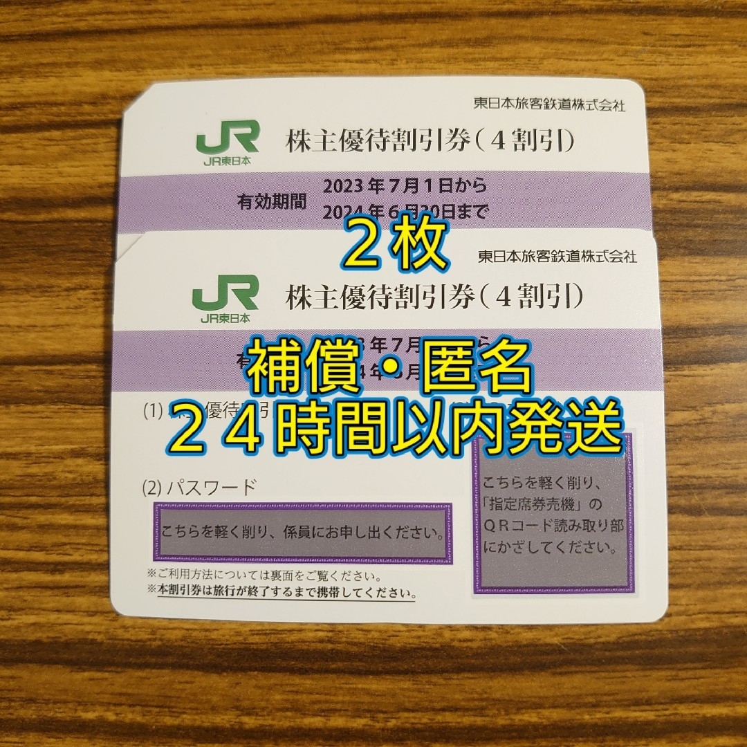 鉄道乗車券【匿名配送】東日本旅客鉄道　株主優待割引券　2枚