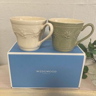 ウェッジウッド(WEDGWOOD)のウェッジウッド　ペアカップ　300cc グリーン&アイボリー(グラス/カップ)