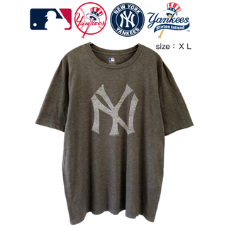 メジャーリーグベースボール(MLB)のMLB　ニューヨーク・ヤンキース　Tシャツ　XL　グレージュ　USA古着(Tシャツ/カットソー(半袖/袖なし))
