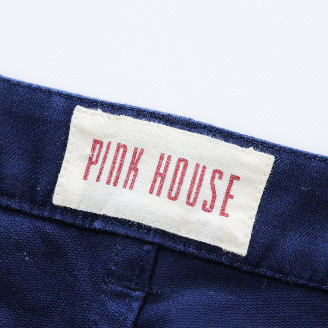 PINK HOUSE(ピンクハウス)のピンクハウス PINK HOUSE くまパッチ サイドポケット ロールアップ ティアード フリル チェック パンツ L/ネイビー  【2400013571876】 レディースのパンツ(カジュアルパンツ)の商品写真