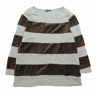 ニジュウサンク(23区)の美品 23区 オンワード樫山 ベロア 切替 ボーダー Tシャツ 長袖 BLM11(Tシャツ(長袖/七分))