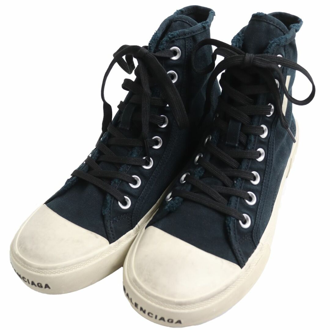 極美品●定価99000円 BALENCIAGA バレンシアガ PARIS HIGH TOP 688752 ダメージ加工 ロゴ入り ハイカットスニーカー 黒 41(27cm) メンズ