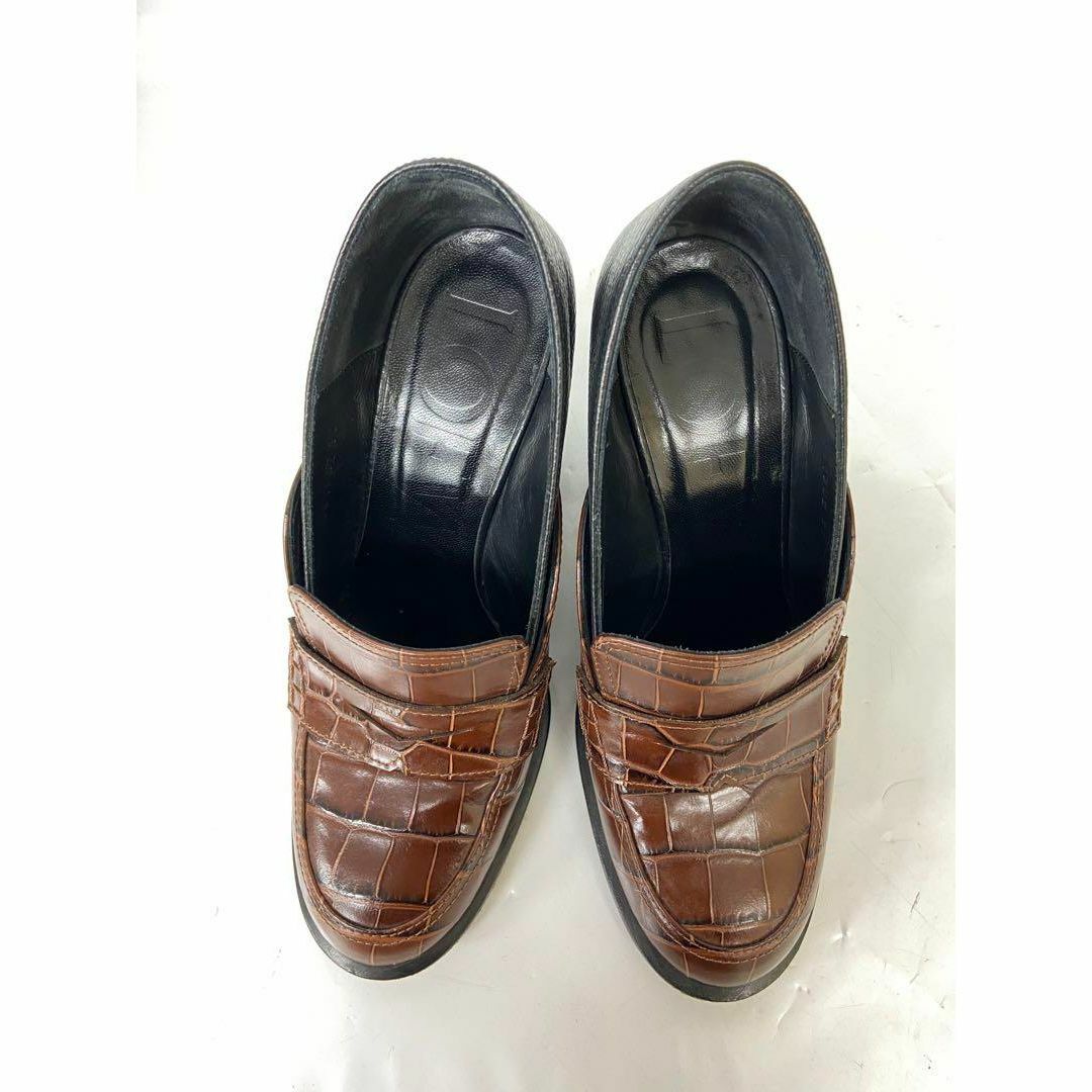 LOEWE(ロエベ)のLOEWE ヒールローファー クロコ 38 レディースの靴/シューズ(ローファー/革靴)の商品写真