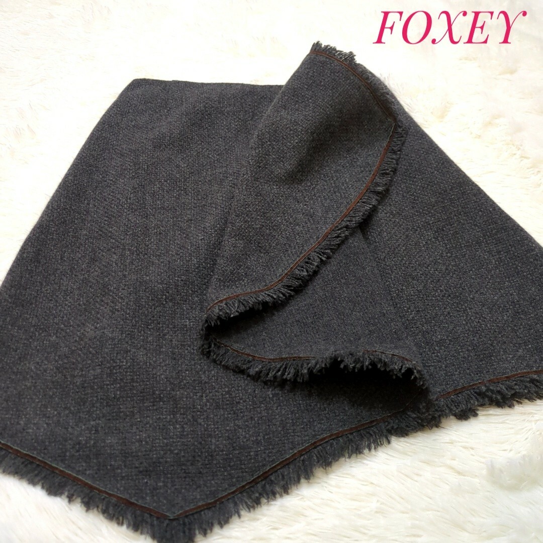 FOXEY BOUTIQUE(フォクシーブティック)の美品　FOXEY BOUTIQUE　アンゴラ　カシミヤ　ウール　変形スカート　Ｍ レディースのスカート(ひざ丈スカート)の商品写真