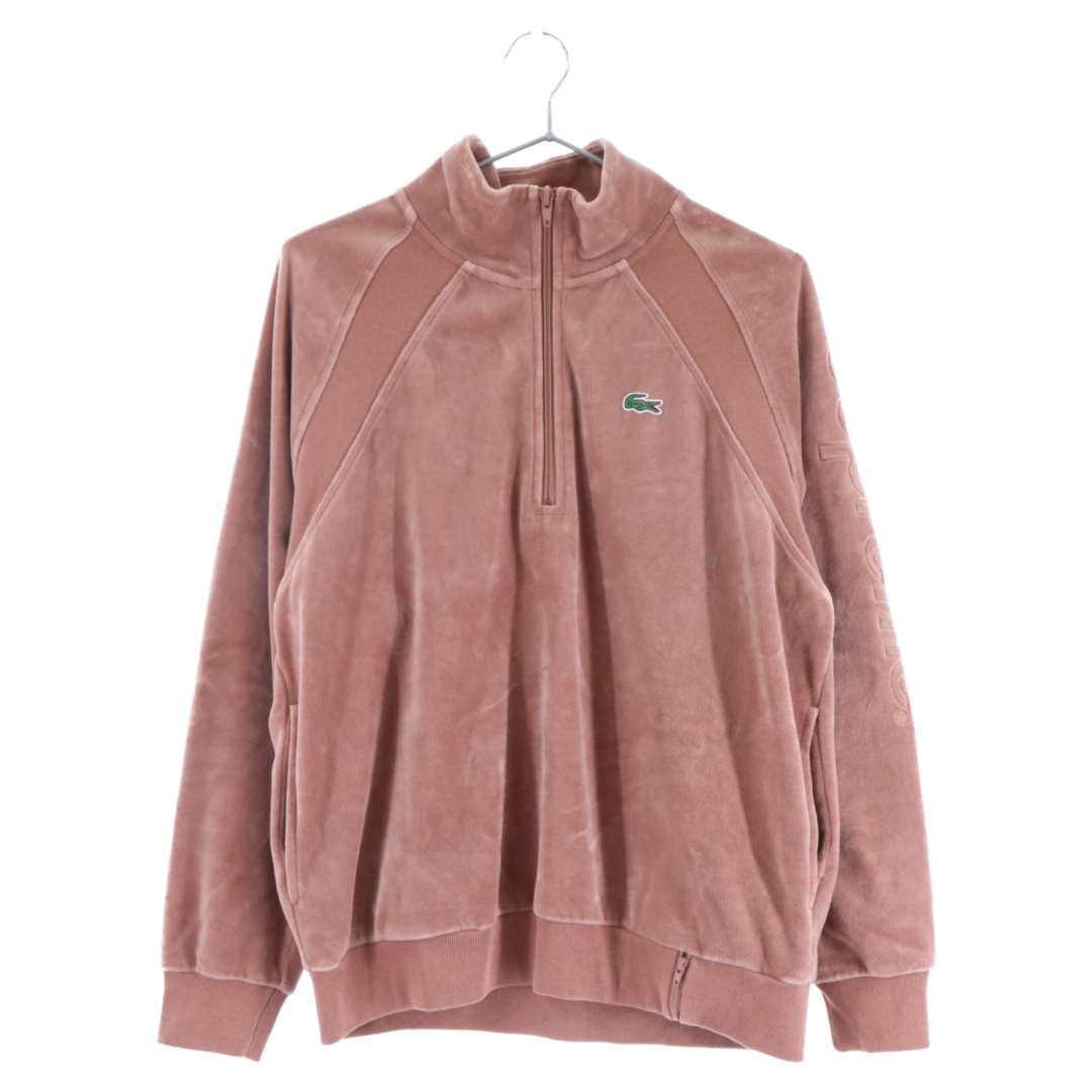 SUPREME シュプリーム 18SS×LACOSTE Velour Half-Zip Track Top ラコステ ベロア ハーフジップ トラックジャケット ピンク530センチ裄丈