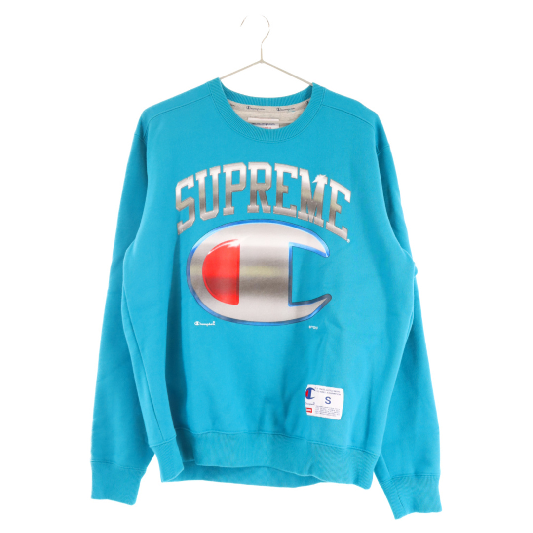 SUPREME シュプリーム 19SS×CHAMPION CHROME CREWNECK チャンピオン クローム クルーネックスウェットトレーナー ブルー