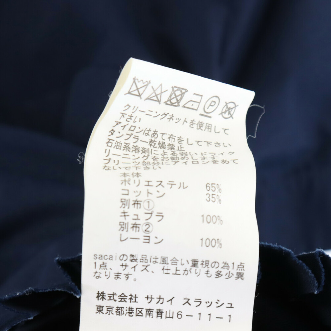 Sacai サカイ 18SS プリーツ切替 レース半袖シャツ 18-03683 ネイビー