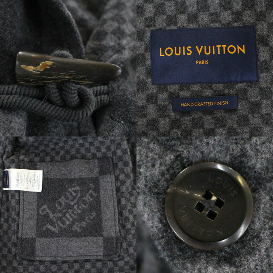 LOUIS VUITTON(ルイヴィトン)のLOUIS VUITTON ルイ・ヴィトン ×NIGO ジャイアントダミエショートダッフル ダッフルコート グレー RM202M XEP HJC03W 50 メンズ【中古】 メンズのジャケット/アウター(ダッフルコート)の商品写真