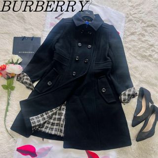 バーバリーブルーレーベル(BURBERRY BLUE LABEL)の【良品】BURBERRY BLUE LABEL ロングコート ブラック 38(ロングコート)