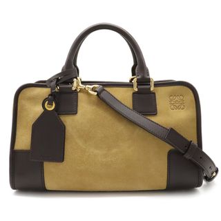 LOEWE ロエベ 2WAYハンドバッグ アマソナ28 アナグラム レザー ベージュ シルバー金具 美品  56863