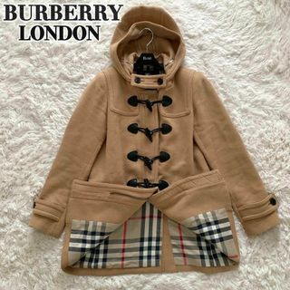 バーバリー(BURBERRY)の極美品✨バーバリーロンドン ダッフルコート メガチェック キャメル フード(ダッフルコート)