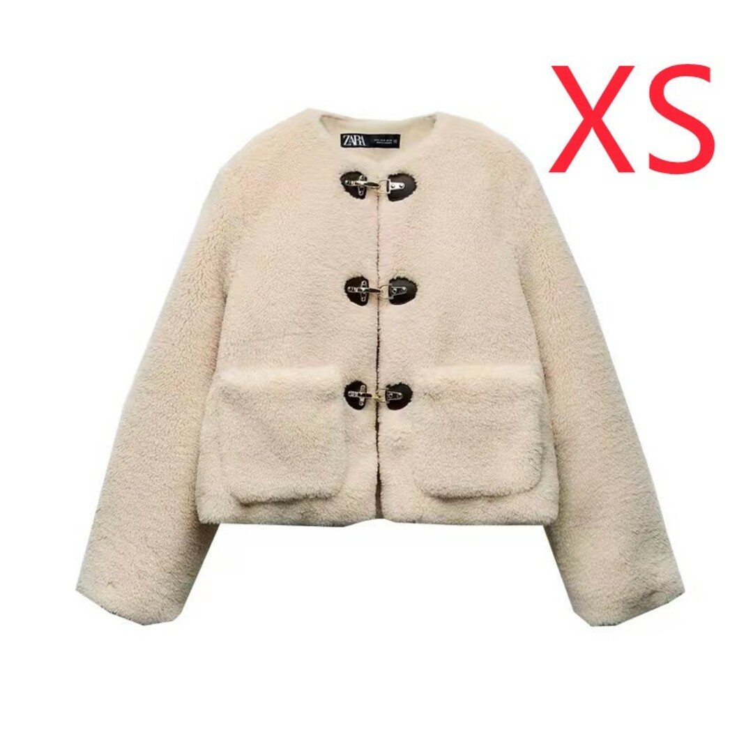 ZARA フェイクボアジャケット ロブスタークラスプ   アウター XS