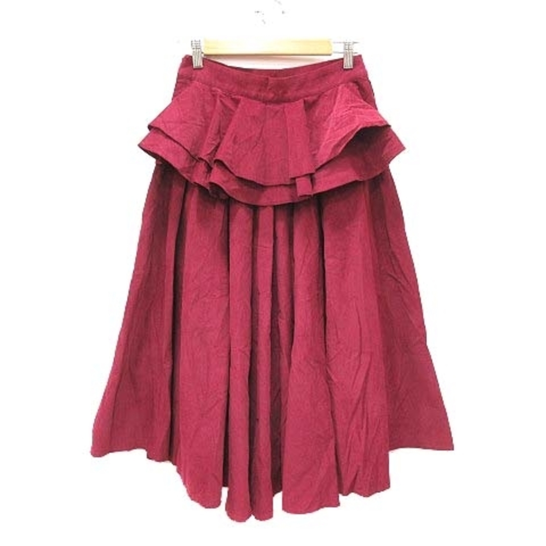 RANDA(ランダ)のランダ フレアスカート ロング コーデュロイ フリル イレギュラーヘム 1 赤 レディースのスカート(ロングスカート)の商品写真