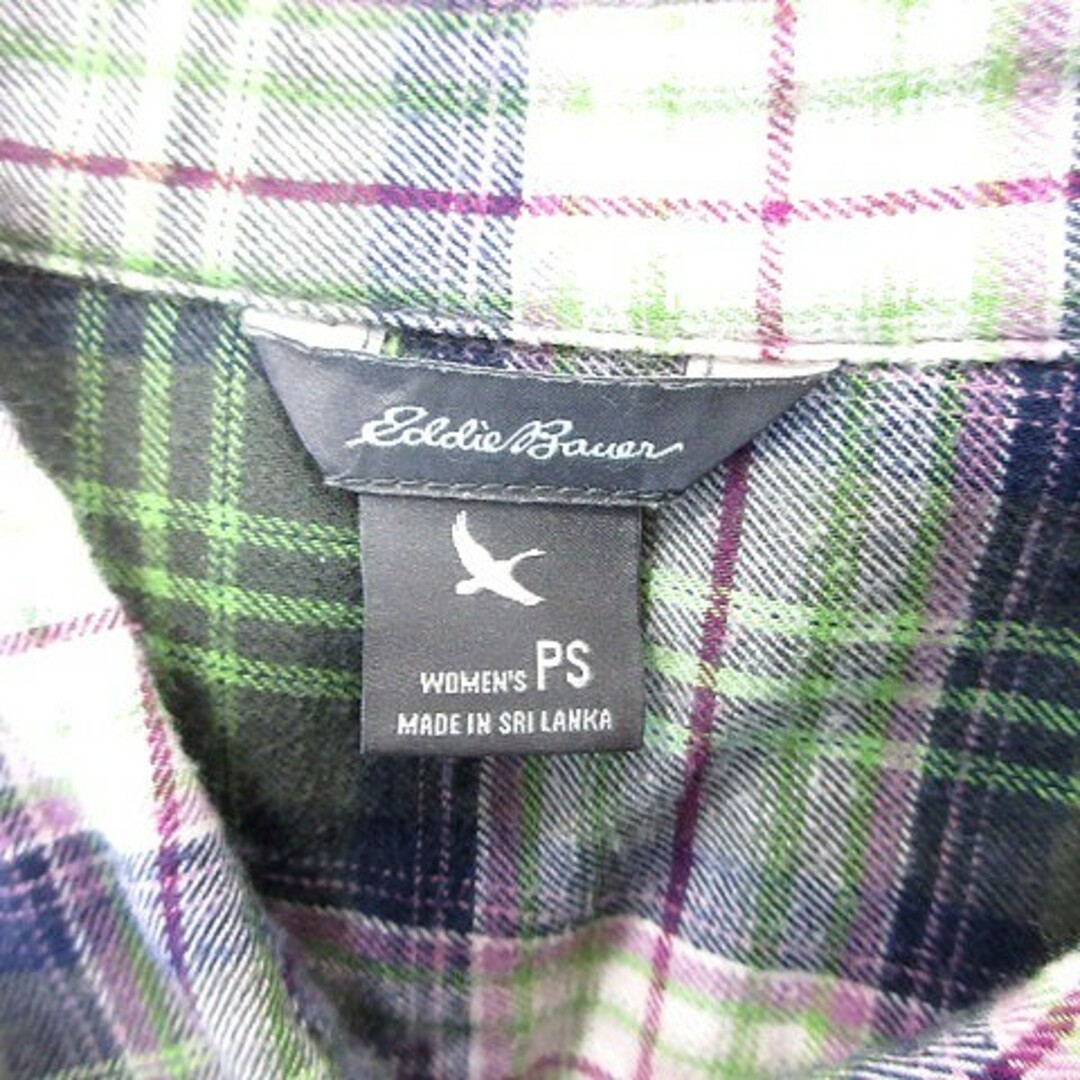 Eddie Bauer(エディーバウアー)のエディーバウアー ステンカラーシャツ ブラウス チェック 長袖 PS 緑 レディースのトップス(シャツ/ブラウス(長袖/七分))の商品写真