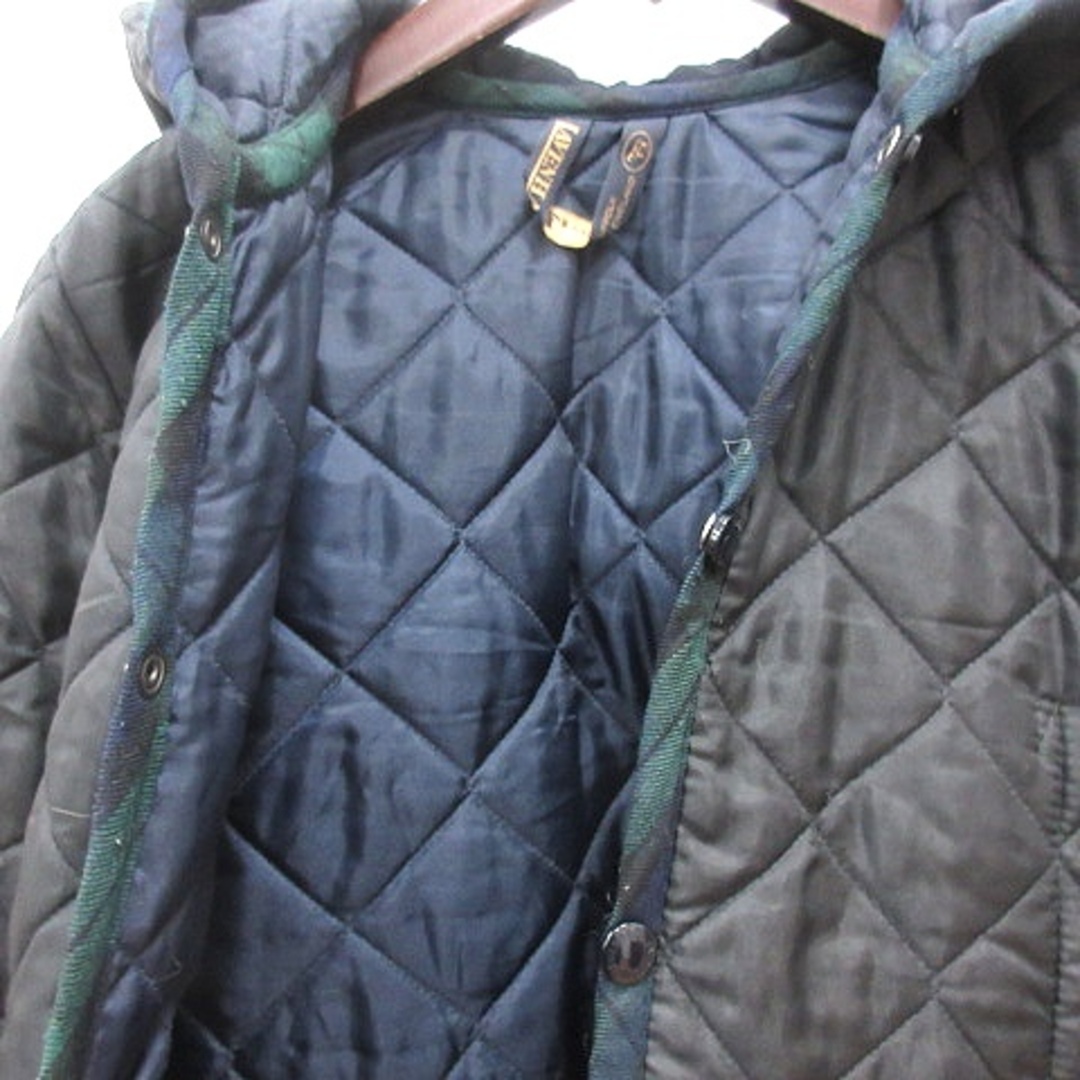 LAVENHAM(ラベンハム)のラベンハム キルティングジャケット 中綿 フード チェック 総裏地 36 黒 レディースのジャケット/アウター(ブルゾン)の商品写真