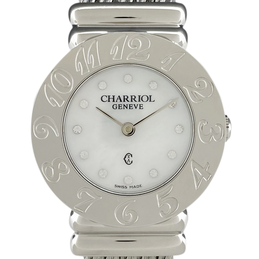 シャリオール サントロペ 12Pダイヤ シェル 028A クォーツ レディースバイセル腕時計