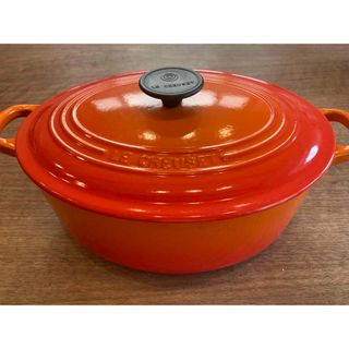 ルクルーゼ(LE CREUSET)のル・クルーゼ ココットオーバル27㎝　オレンジ(鍋/フライパン)