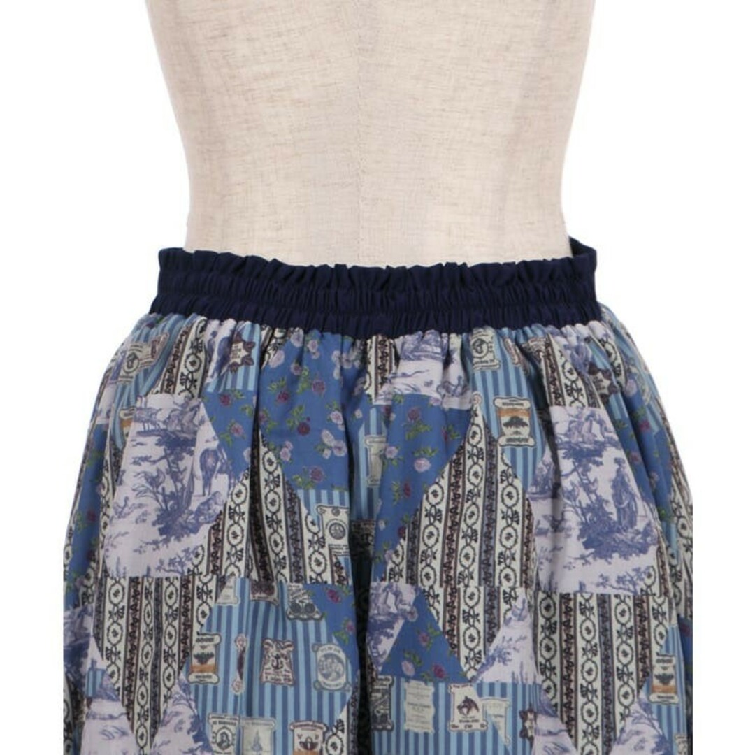 axes femme(アクシーズファム)のアクシーズファム SAJOU パッチワーク柄スカート サックス レディースのスカート(ひざ丈スカート)の商品写真