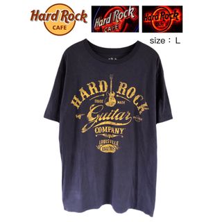 ハードロックカフェ(Hard Rock CAFE)のハードロックカフェ　Tシャツ　L　ネイビー　USA古着(Tシャツ/カットソー(半袖/袖なし))