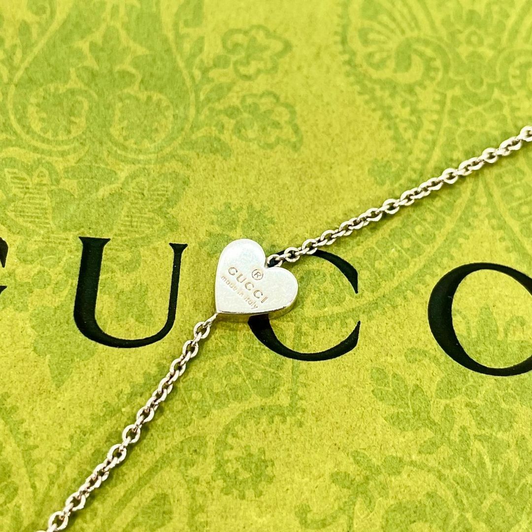 Gucci(グッチ)のグッチ ハートロゴ シルバーロングネックレス ブルートパーズ ストーン★414 レディースのアクセサリー(ネックレス)の商品写真