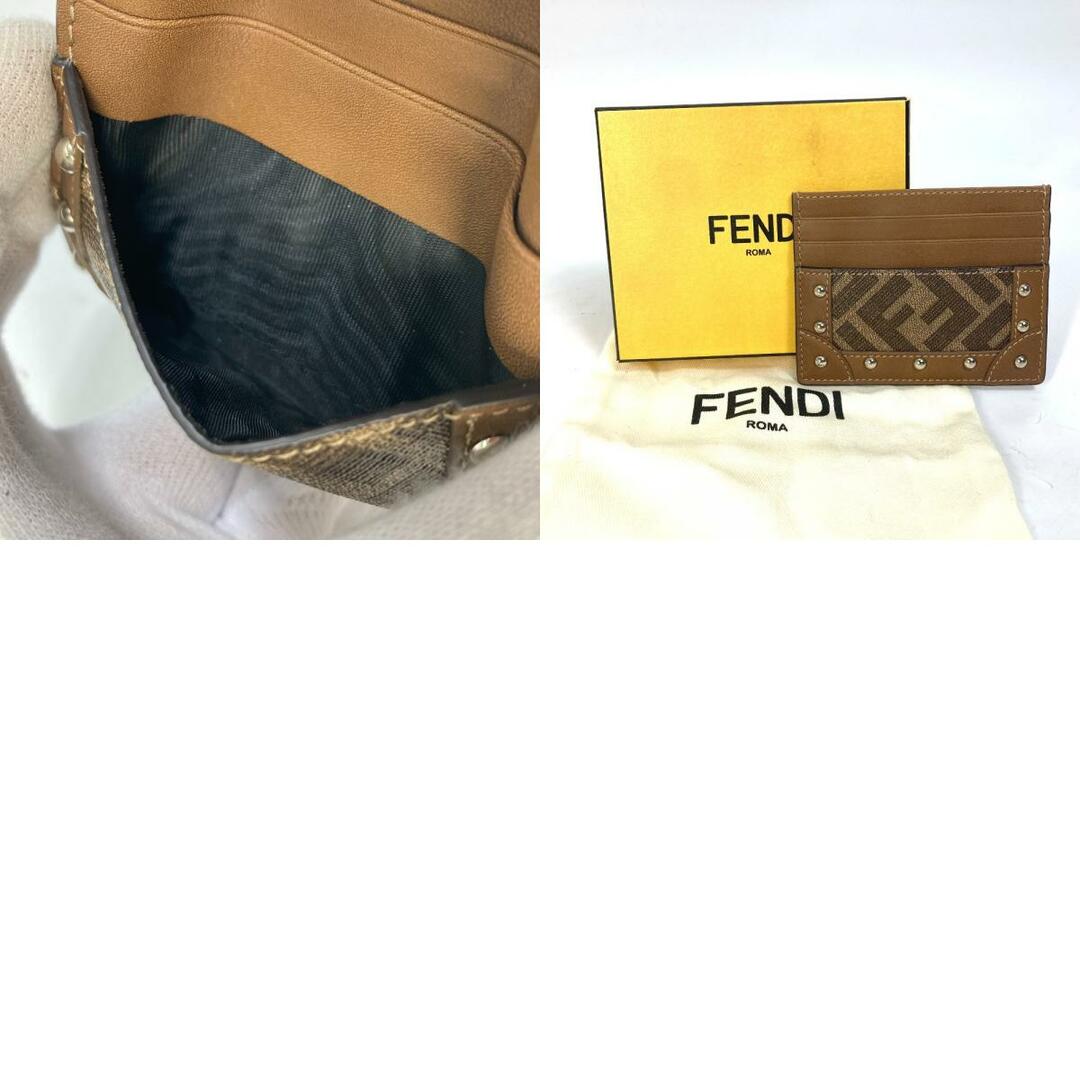 FENDI(フェンディ)のフェンディ FENDI ズッカ スタッズ 7M0234 名刺入れ パスケース カードケース レザー ブラウン 未使用 その他のその他(その他)の商品写真