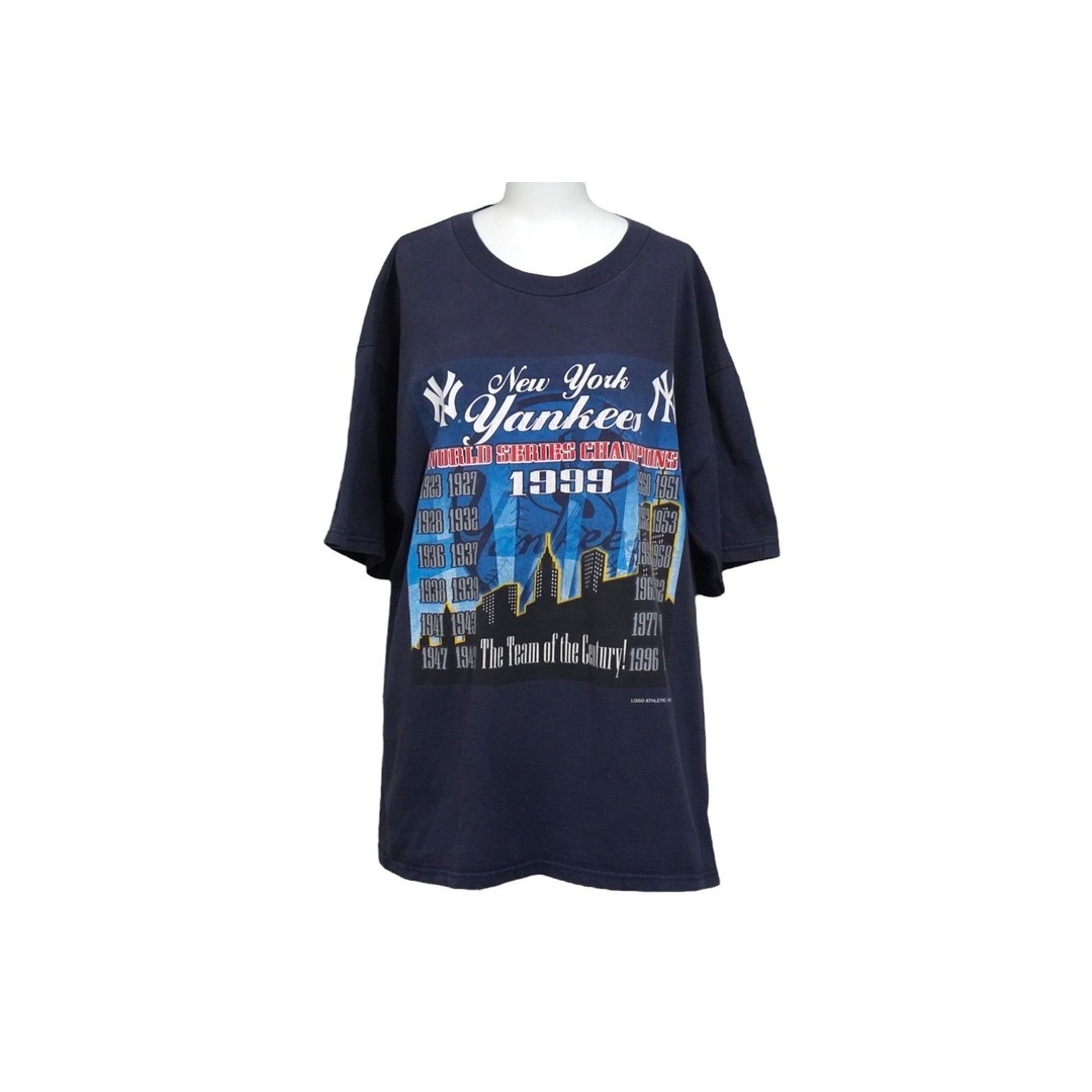 Yankees ヤンキース world series chmpions 199 Tシャツ 半袖 ネイビー サイズ L 美品  55375