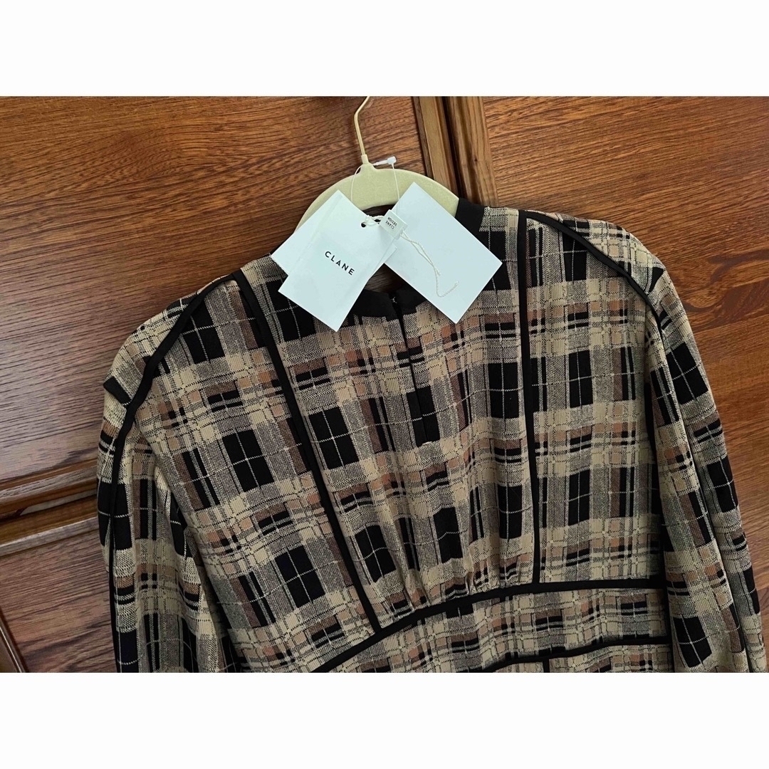 CLANE(クラネ)のCLANE CHECK PIPING ONE PIECE 新品 レディースのワンピース(ロングワンピース/マキシワンピース)の商品写真