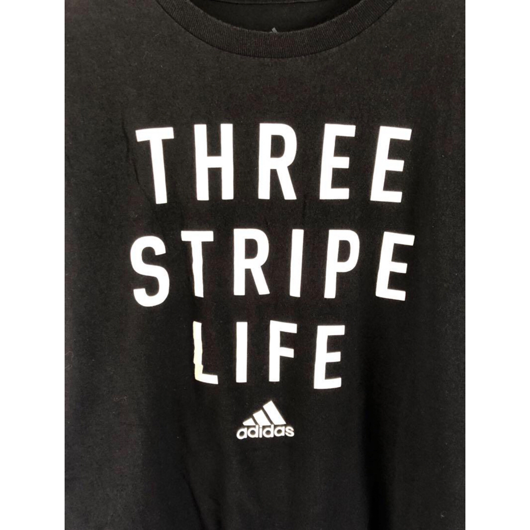 adidas(アディダス)のadidas　THREE STRIPE LIFE　Tシャツ　L　黒　USA古着 メンズのトップス(Tシャツ/カットソー(半袖/袖なし))の商品写真