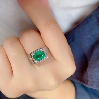 天然 エメラルド ダイヤ  リング2.3ct k18 ¥(リング(指輪))