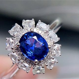 天然 ブルーサファイア ダイヤ リング1.00ct k18 ¥2(リング(指輪))