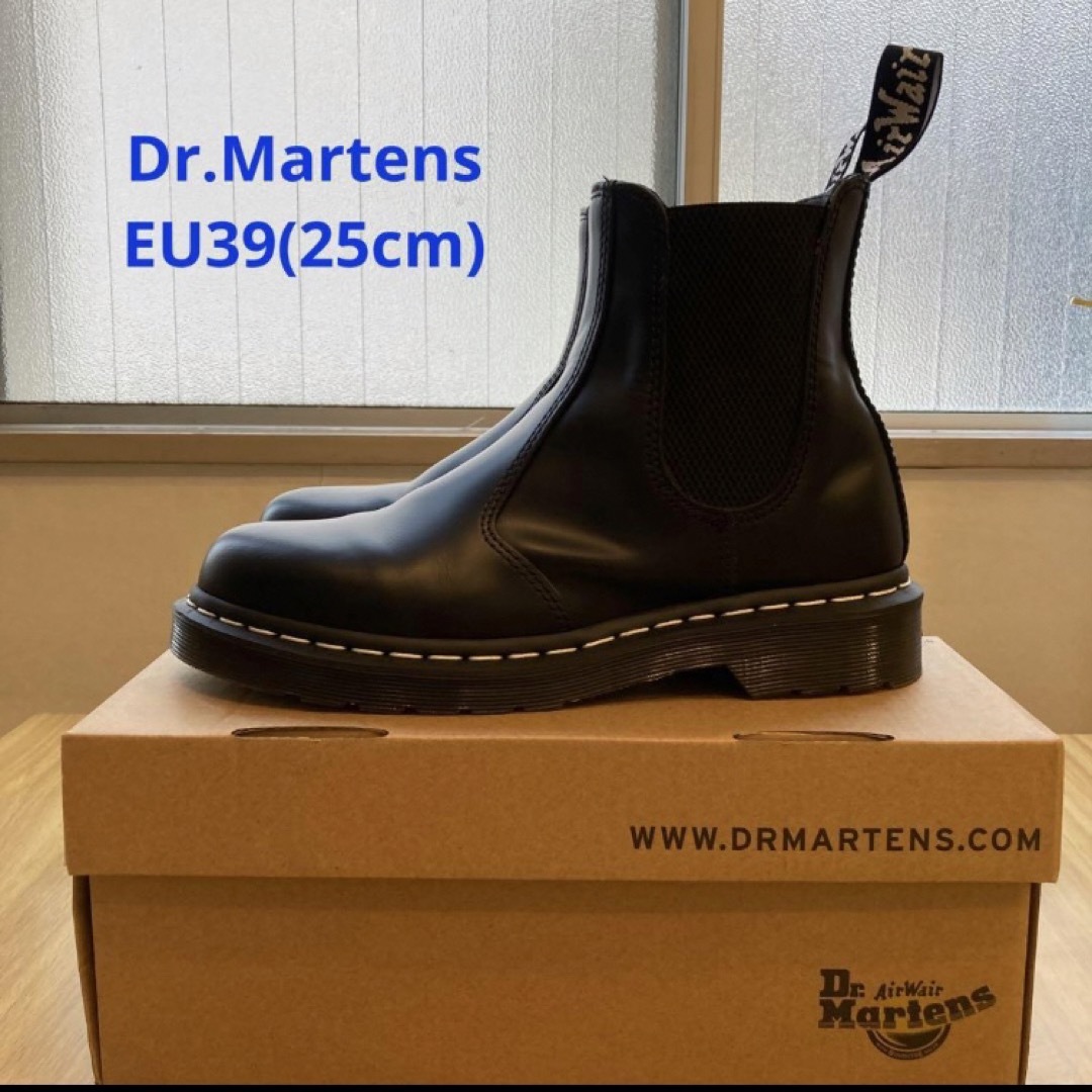 【美品】ドクターマーチン チェルシーブーツ ホワイトステッチ UK6 25cmDrMartens