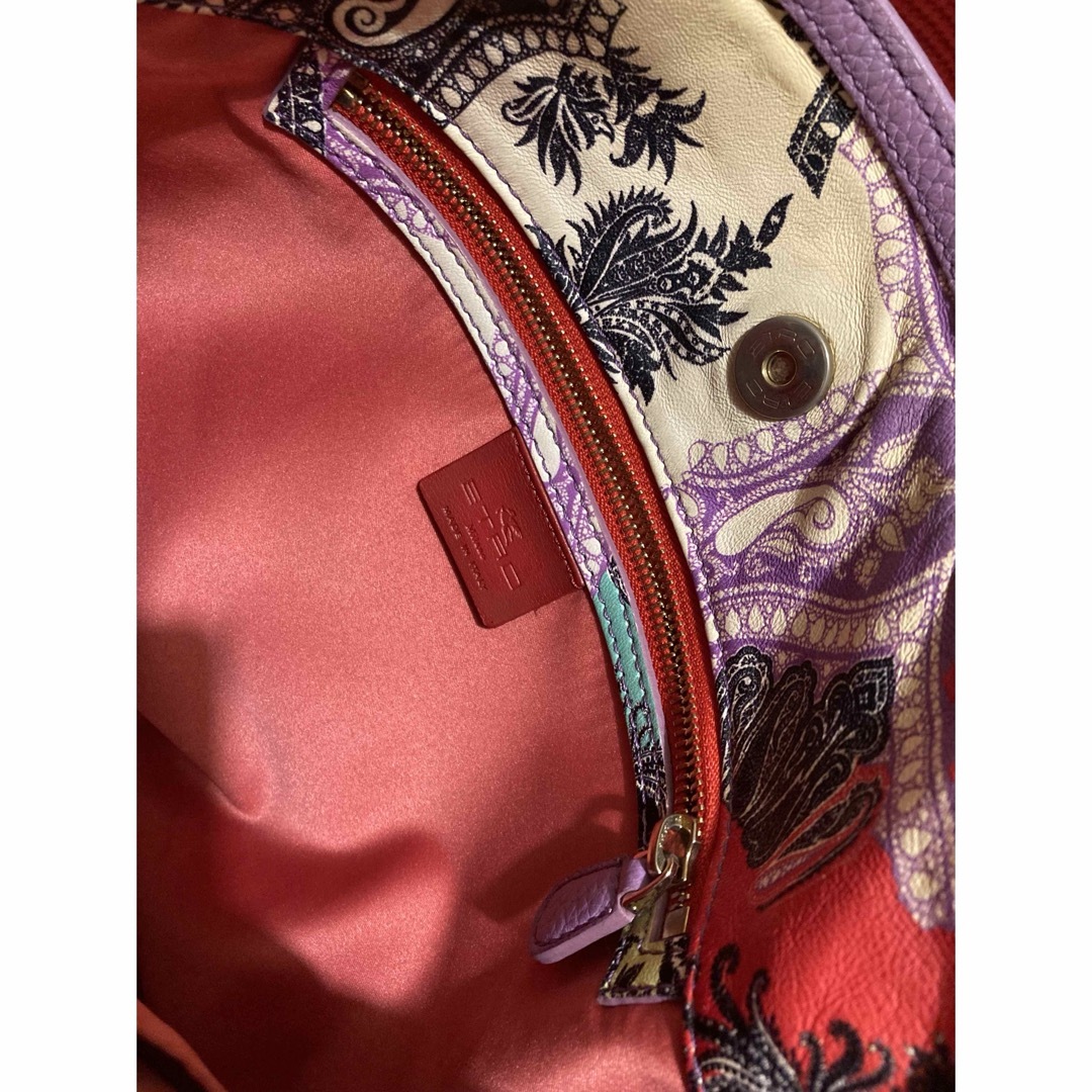 ETRO(エトロ)の★美品★エトロ　ETRO  バッグ　ショルダー　ペイズリー　本革　レザー　紫 レディースのバッグ(トートバッグ)の商品写真