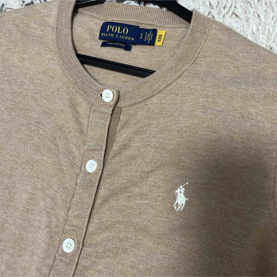 POLO RALPH LAUREN(ポロラルフローレン)のポロラルフローレン　ピマコットン　ホワイトポニー　ブラウンベージュ　カーディガン レディースのトップス(カーディガン)の商品写真