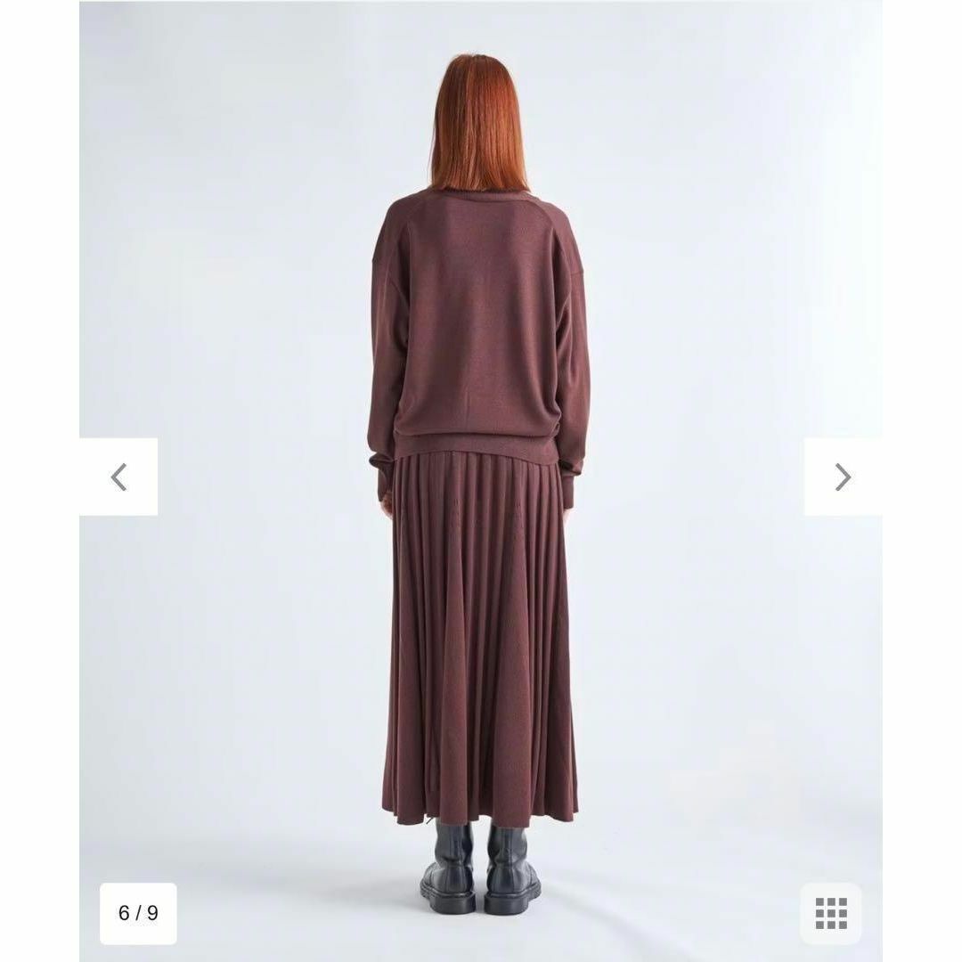 ATON(エイトン)のATON エイトン　SLOW WOOL リブフレアスカート　ブラウン　サイズ2 レディースのスカート(ロングスカート)の商品写真